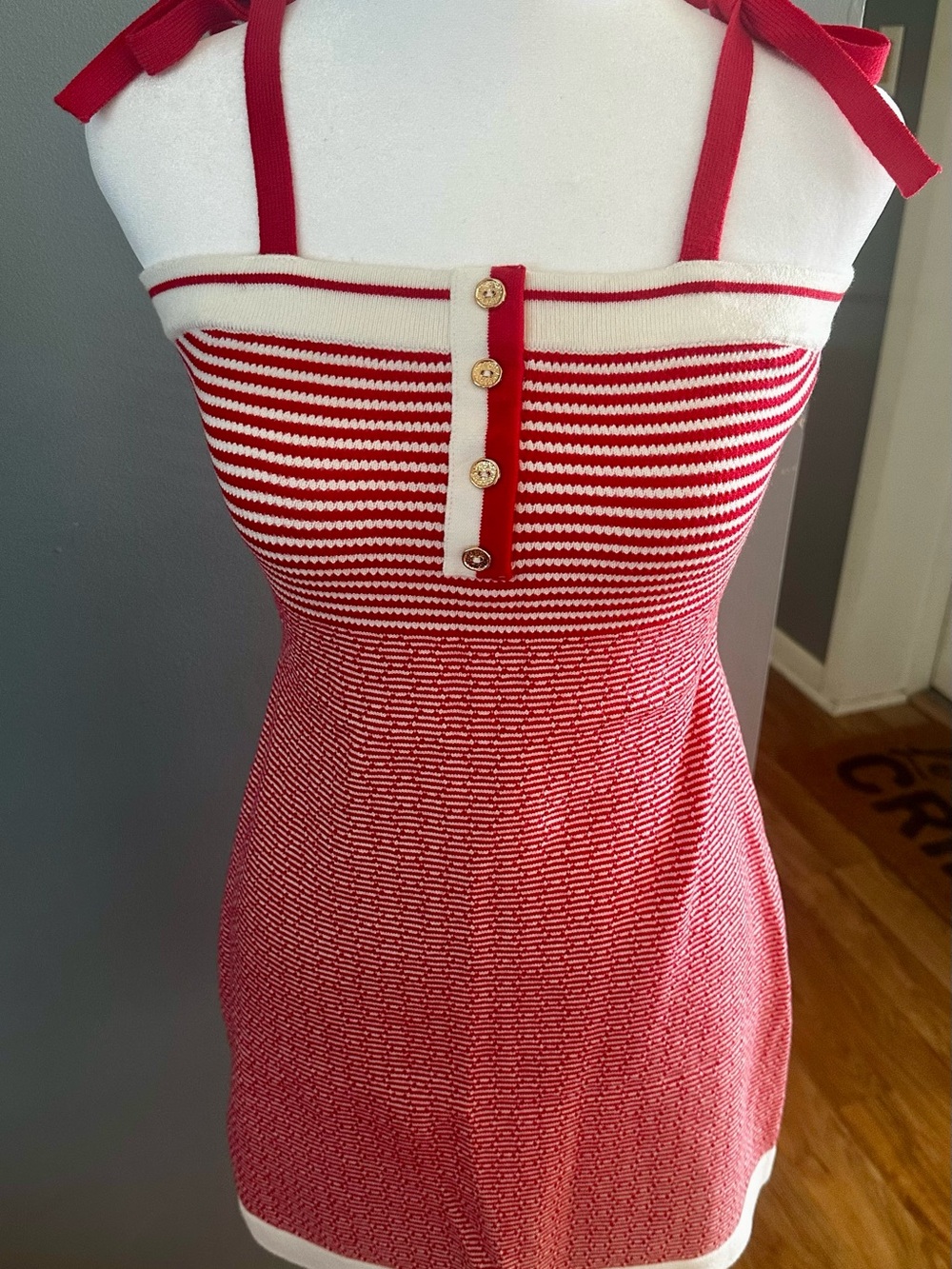 Forever 21 Red and White Striped Knit Bodycon Dress